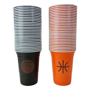 Zhehao 60 Packs Basketball Plastic Cups Bulk 16 oz Disposable Cups